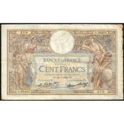 F 24-11 - 28/07/1932 - 100 francs - Merson grands cartouches - Série O.36203 - Etat : TB-