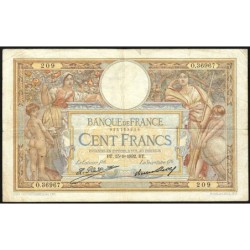 F 24-11 - 15/09/1932 - 100 francs - Merson grands cartouches - Série O.36967 - Etat : TB