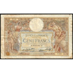 F 24-11 - 27/10/1932 - 100 francs - Merson grands cartouches - Série U.37452 - Etat : B+