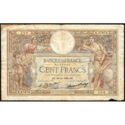 F 24-11 - 10/11/1932 - 100 francs - Merson grands cartouches - Série K.37676 - Etat : B