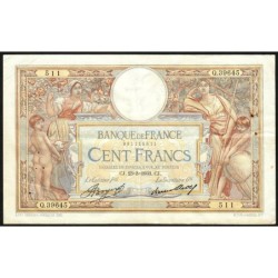 F 24-12 - 23/03/1933 - 100 francs - Merson grands cartouches - Série Q.39645 - Etat : TTB