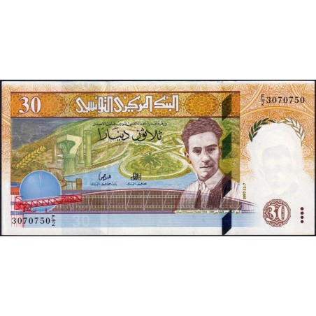 Tunisie - Pick 89 - 30 dinars - Série F/2 - 07/11/1997 - Etat : SPL+