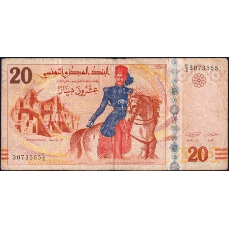 Tunisie - Pick 93a - 20 dinars - Série E/5 - 20/03/2011 - Etat : TB-