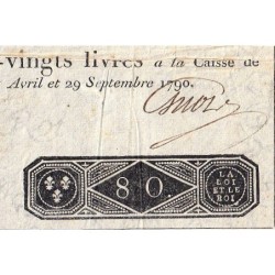 Assignat 07a - 80 livres - 29 septembre 1790 - Série B - Etat : TTB