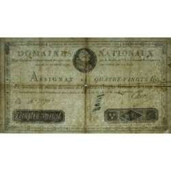 Assignat 07a - 80 livres - 29 septembre 1790 - Série B - Etat : TTB