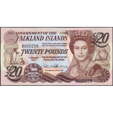 Falkland (îles) - Pick 19 - 20 pounds - Série B - 01/01/2011 - Petit numéro - Etat : NEUF