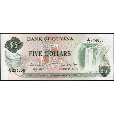 Guyana - Pick 22e - 5 dollars - 1989 - Série A/35 - Etat : NEUF