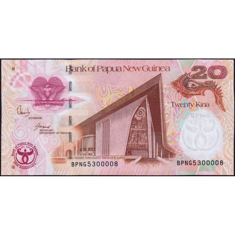 Papouasie Nouvelle-Guinée - Pick 36a - 20 kina - Sans série - 2008 - Commémoratif - Etat : pr.NEUF