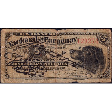 Paraguay - Pick S 141 - 5 centavos fuertes - Série E - 01/01/1886 - Etat : B+