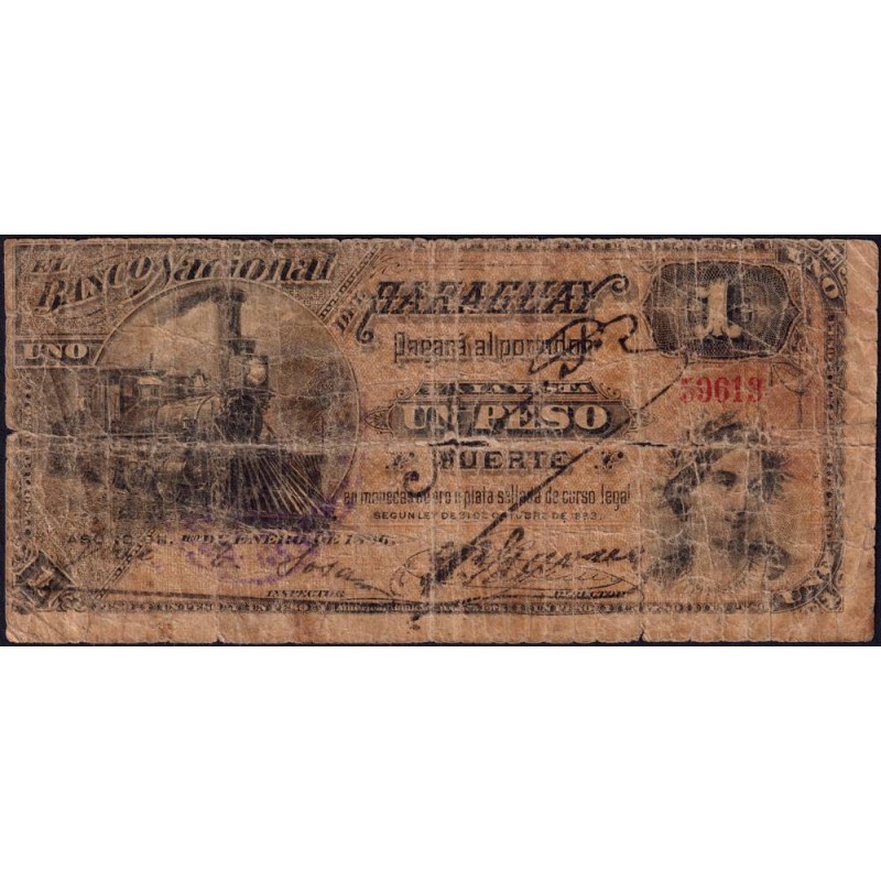 Paraguay - Pick S 145 - 1 peso fuerte - Série X - 01/01/1886 - Etat : B
