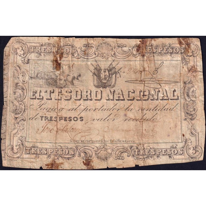 Paraguay - Pick 13 - 3 pesos - Sans série - 1860 - Etat : B