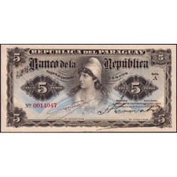 Paraguay - Pick 156_1 - 5 pesos - Série A - 26/12/1907 - Etat : SPL