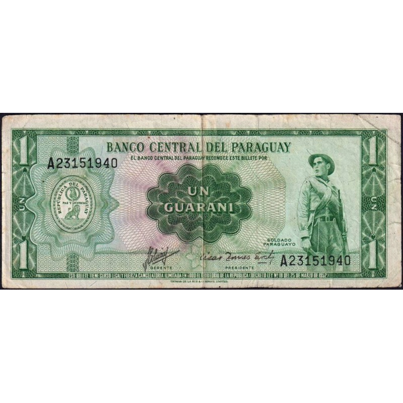 Paraguay - Pick 193b - 1 guarani - Série A - 25/03/1952 (1963) - Etat : TB