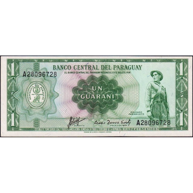 Paraguay - Pick 193b - 1 guarani - Série A - 25/03/1952 (1963) - Etat : NEUF