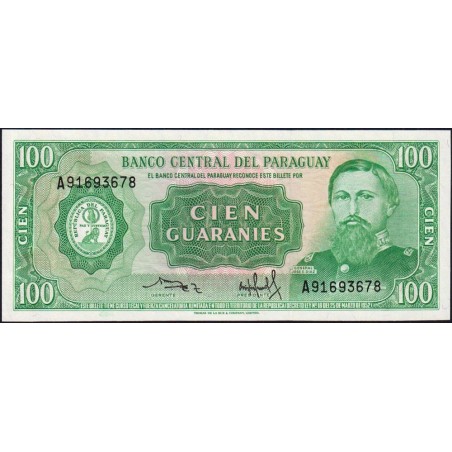 Paraguay - Pick 205_3 - 100 guaranies - Série A - 25/03/1952 (1990) - Etat : NEUF