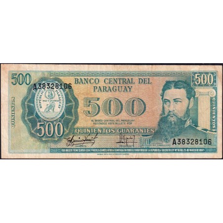 Paraguay - Pick 206_5 - 500 guaranies - Série A - 25/03/1952 (1994) - Etat : TB+
