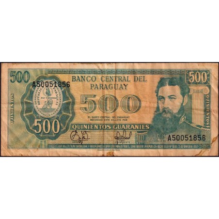 Paraguay - Pick 212_2 - 500 guaranies - Série A - 25/03/1952 (1997) - Etat : TB-