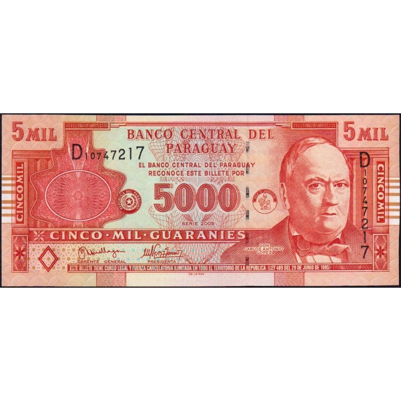 Paraguay - Pick 223a - 5'000 guaranies - Série D - 2005 - Etat : NEUF