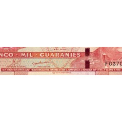 Paraguay - Pick 223c - 5'000 guaranies - Série F - 2010 - Etat : pr.NEUF