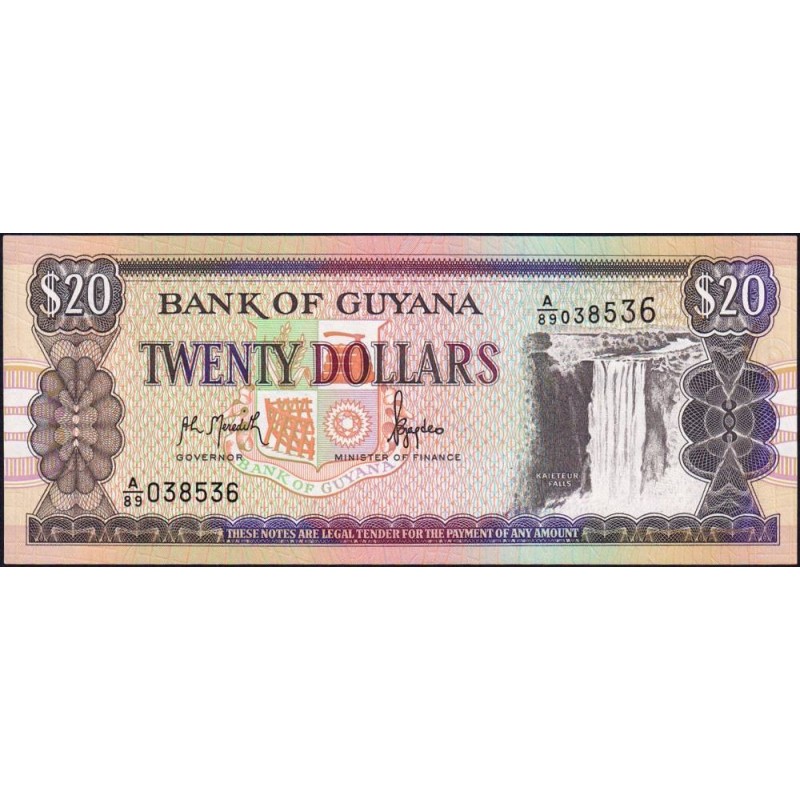 Guyana - Pick 30a - 20 dollars - Série A/89 - 1996 - Etat : NEUF