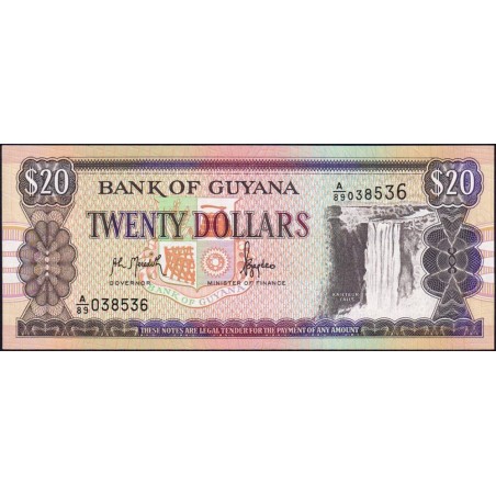 Guyana - Pick 30a - 20 dollars - Série A/89 - 1996 - Etat : NEUF