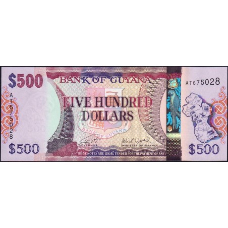 Guyana - Pick 37_2 - 500 dollars - Série AT - 2018 - Etat : NEUF