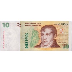 Argentine - Pick 354b - 10 pesos - Série Ñ - 2014 - Etat : NEUF