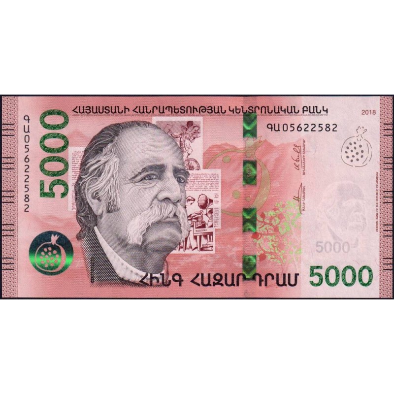 Arménie - Pick 63a - 5'000 dram - Série ԳԱ - 2018 - Etat : NEUF