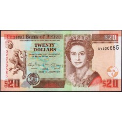 Belize - Pick 69f - 20 dollars - Série DV - 01/01/2017 - Etat : NEUF