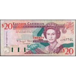 Caraïbes Est - Sainte Lucie - Pick 33l - 20 dollars - Série J - 1994 - Etat : TTB