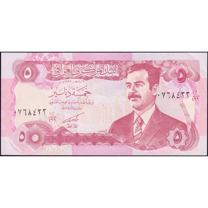 Irak - Pick 80c - 5 dinars - Série 499 - 1992 - Etat : NEUF
