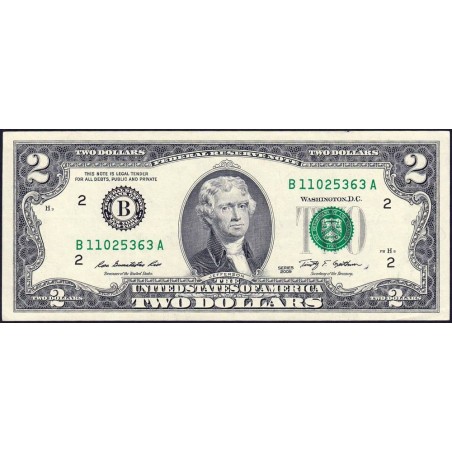 Etats Unis - Pick 530A - 2 dollars - Série B A - 2009 - New York - Etat : TTB+