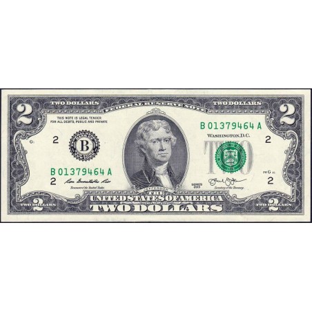 Etats Unis - Pick 538 - 2 dollars - Série B A - 2013 - New York - Etat : TTB+