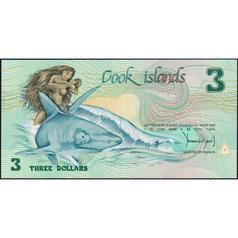 Cook (îles) - Pick 3a - 3 dollars - Série AAH - 1987 - Etat : NEUF
