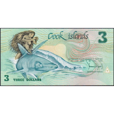 Cook (îles) - Pick 3a - 3 dollars - Série AAX - 1987 - Etat : NEUF