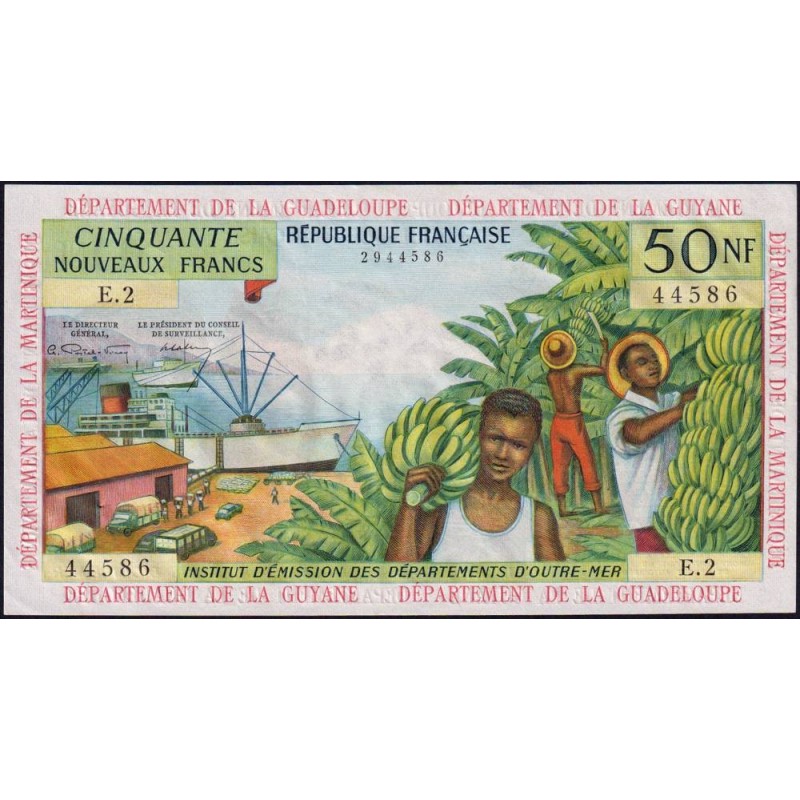 Antilles Françaises - Pick 6a - 50 nouv. francs - Série E.2 - 1962 - Etat : SUP+ à SPL