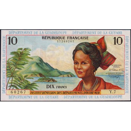 Antilles Françaises - Pick 8b - 10 francs - Série Y.7 - 1966 - Etat : pr.NEUF