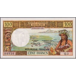 Tahiti - Papeete - Pick 24b - 100 francs - Série Q.2 - 1972 - Etat : SPL+