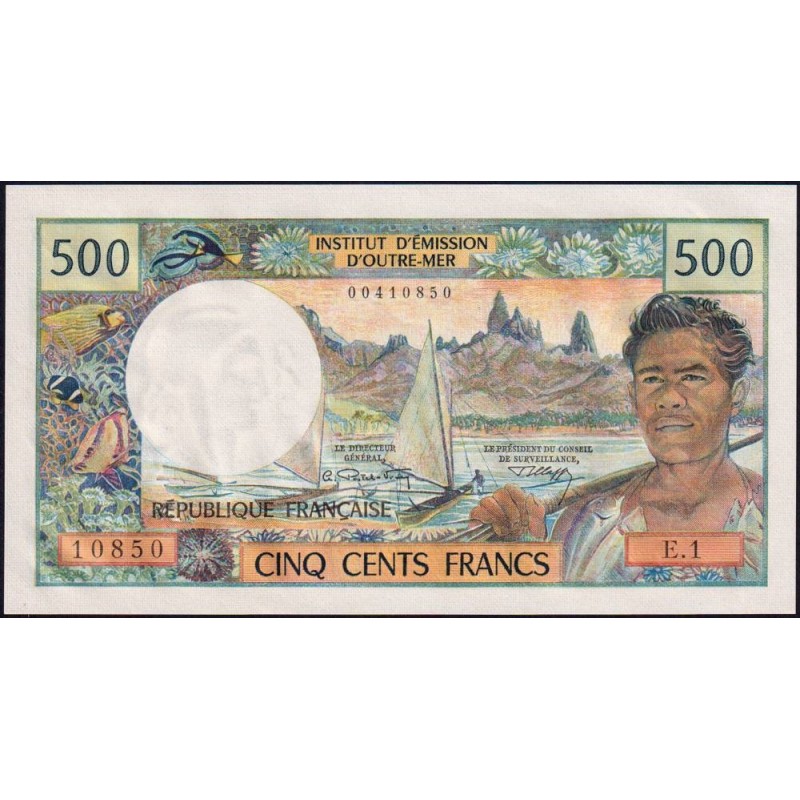 Tahiti - Papeete - Pick 25a - 500 francs - Série E.1 - 1970 - Etat : pr.NEUF