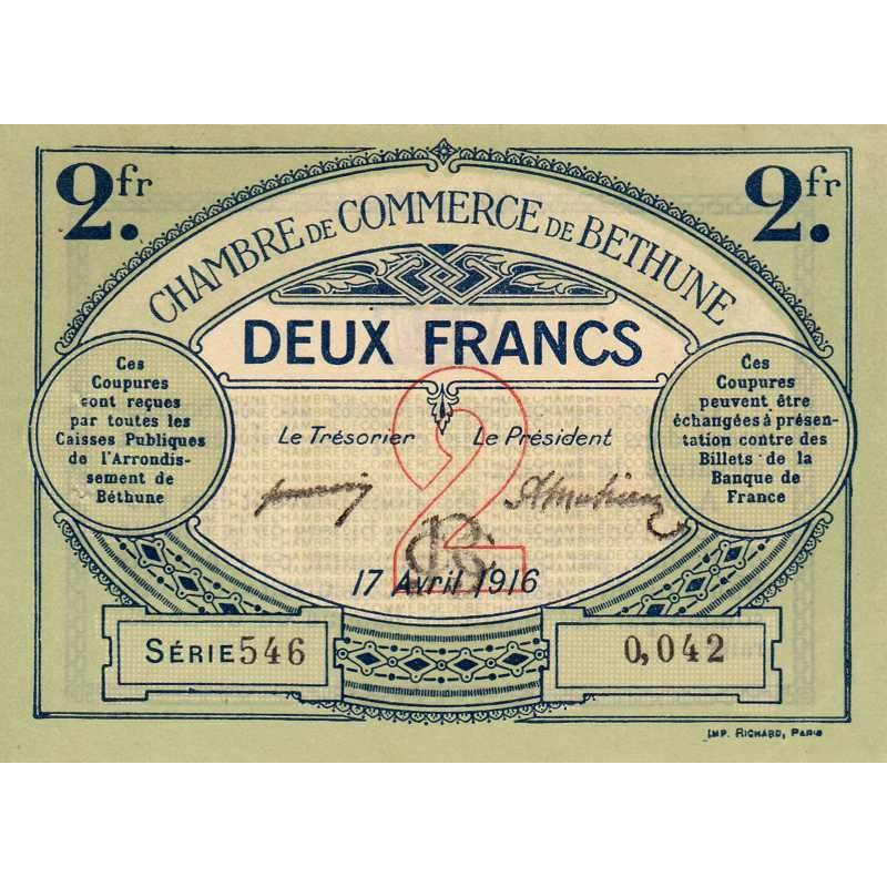 Béthune - Pirot 26-19 - 2 francs - Série 546 - 17/04/1916 - Etat : SUP