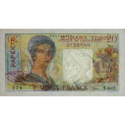 Tahiti - Papeete - Pick 21c - 20 francs Série T.102 - 1962 - Etat : SUP