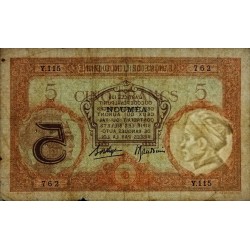 Nouvelle-Calédonie - Nouméa - Pick 36b_2 - 5 francs - Série Y.115 - 1937 - Etat : TB+