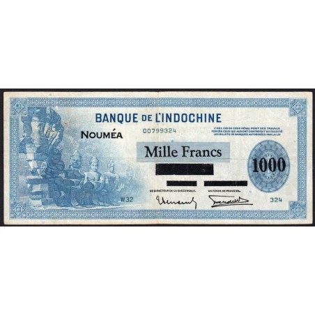 Nouvelle-Calédonie - Nouméa - Pick 45 - 1'000 francs - Série W32 (remplacement) - 1943 - Etat : TTB