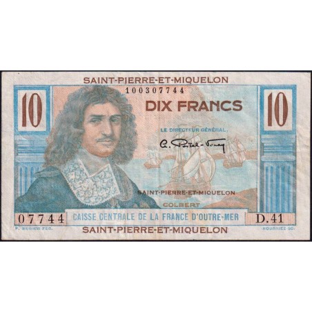 St-Pierre et Miquelon - Pick 23 - 10 francs - Série D.41 - 1950 - Etat : TTB