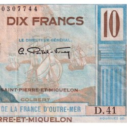 St-Pierre et Miquelon - Pick 23 - 10 francs - Série D.41 - 1950 - Etat : TTB
