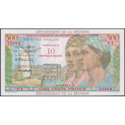 La Réunion - Pick 54b - 10 nouv. francs sur 500 francs - Série V.1 - 1971 - Etat : pr.NEUF