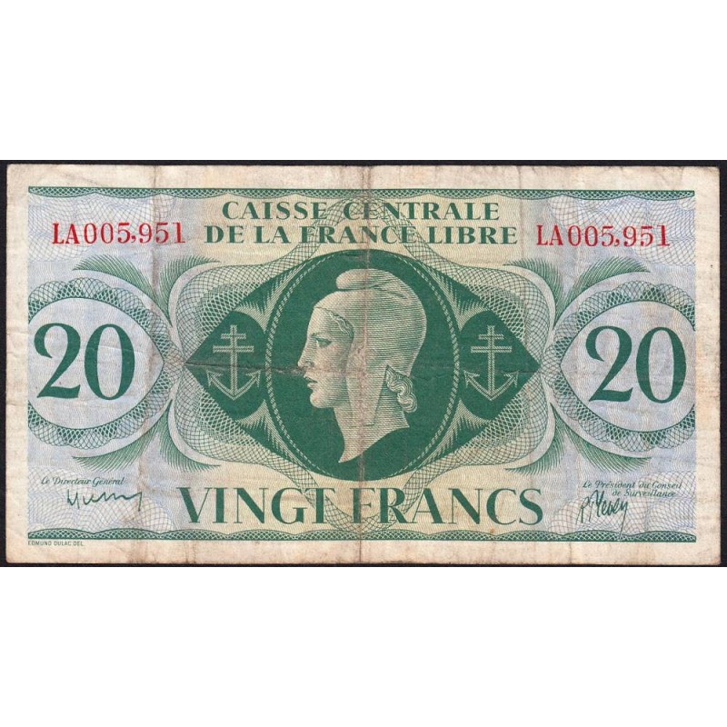 St-Pierre et Miquelon - Pick 12 - 20 francs - Série LA - 1941 - Etat : TB