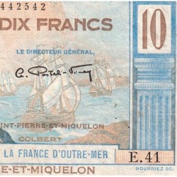 St-Pierre et Miquelon - Pick 23 - 10 francs - Série E.41 - 1950 - Etat : TTB