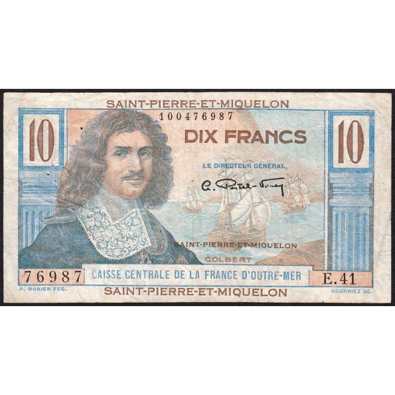 St-Pierre et Miquelon - Pick 23 - 10 francs - Série E.41 - 1950 - Etat : TB+