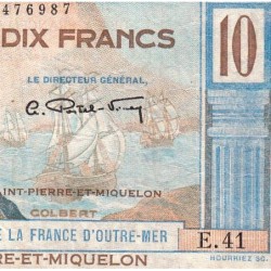 St-Pierre et Miquelon - Pick 23 - 10 francs - Série E.41 - 1950 - Etat : TB+